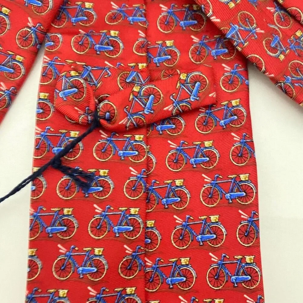 #5625 Cremieux Mens Red Bicycle Necktie. Tie 58X4